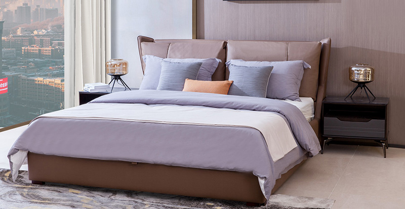 Moderna camera da letto minimalista Tecnologia Panno Piuma Schienale morbido Letto matrimoniale A20001